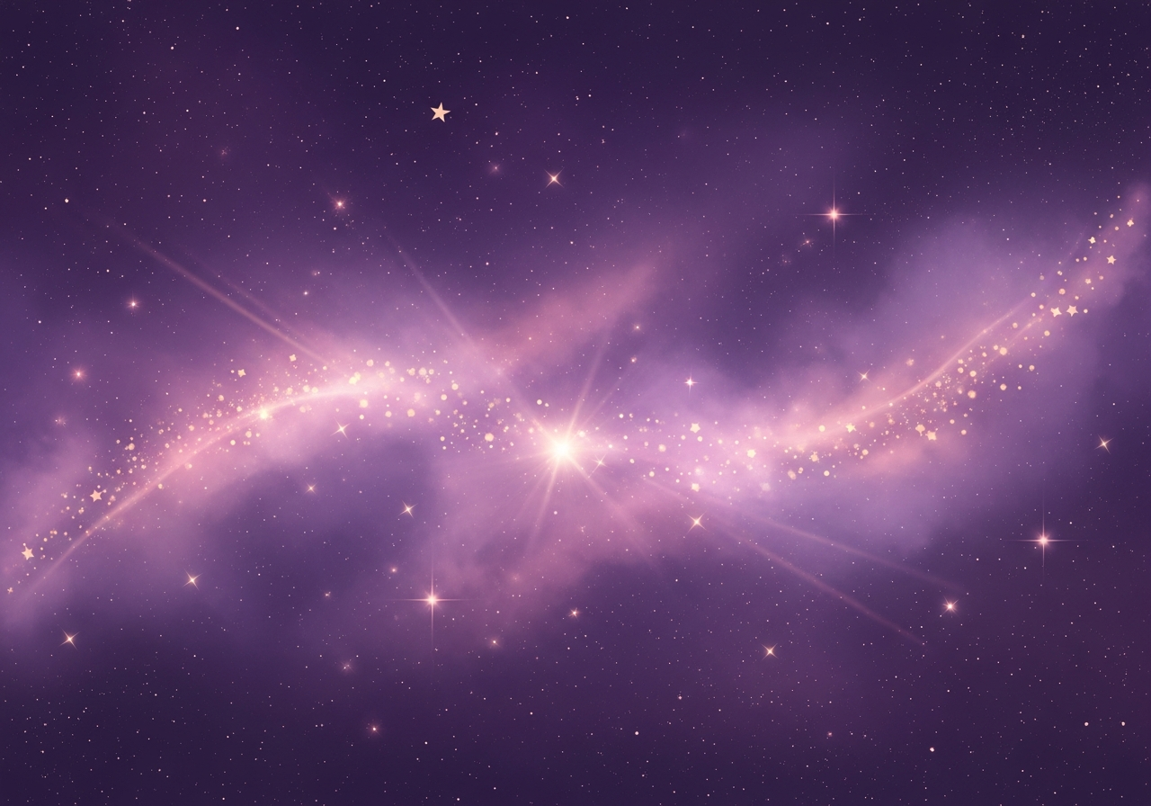 Purple cosmic nebula with golden stars